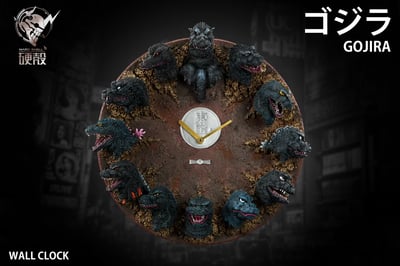 【預購】哥吉拉 歷代12頭雕浮雕掛鐘 X Hardcore硬殻2