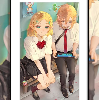 【預購】薩爾達傳說《校服塞爾達林克》裝飾畫 X H2工作室1
