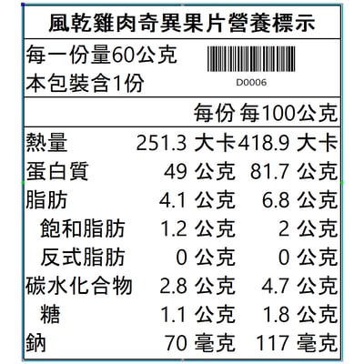 風乾雞肉奇異果片6