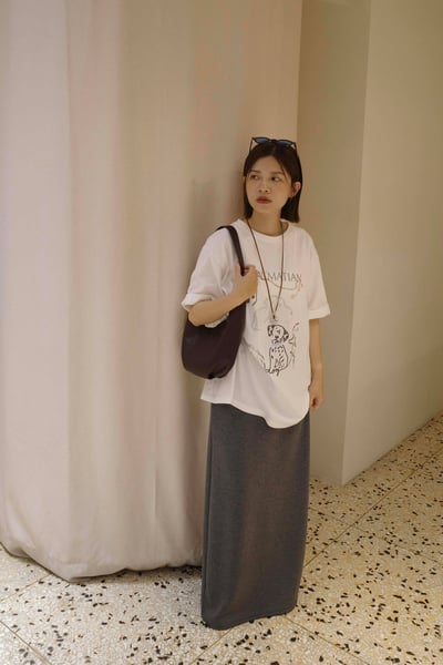 手繪感可愛小狗TEE ( 白色 )8