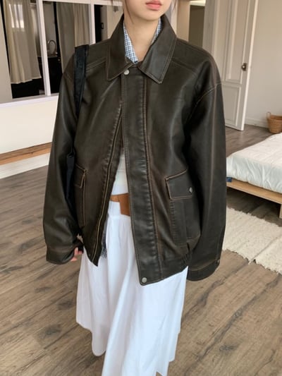 刷舊感皮夾克 ( 2色 )4