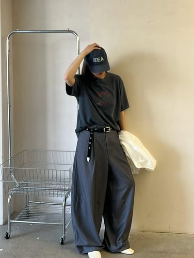 UNISEX工裝感條紋西褲 ( 黑色 )8