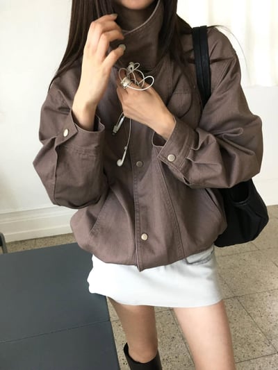 入秋立領夾克 ( 2色 )9