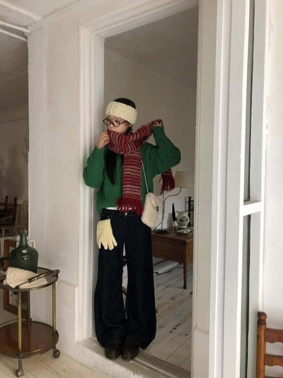 流蘇條紋配色圍巾 ( 5色 / 少量現貨 )2