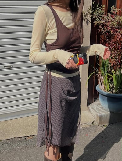 抓皺抽繩式軟紗背心 ( 4色 )2