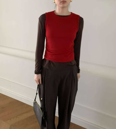 柔軟彈性圓領背心 ( 4色 / 少量現貨 )4