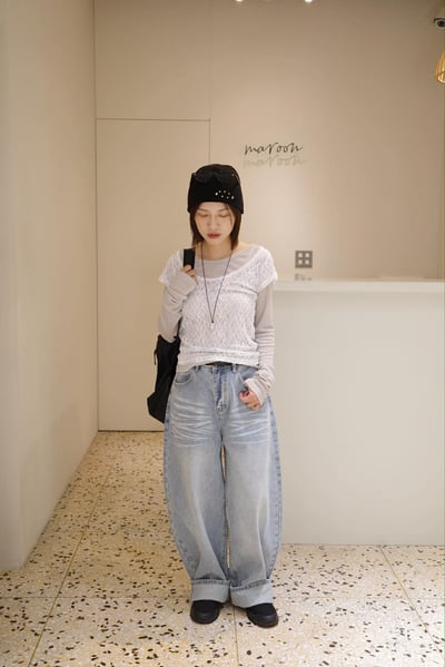 刷痕感丹寧褲 ( 3色 )6