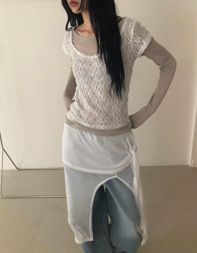 細緻蕾絲兩件式上衣 ( 3色 )11