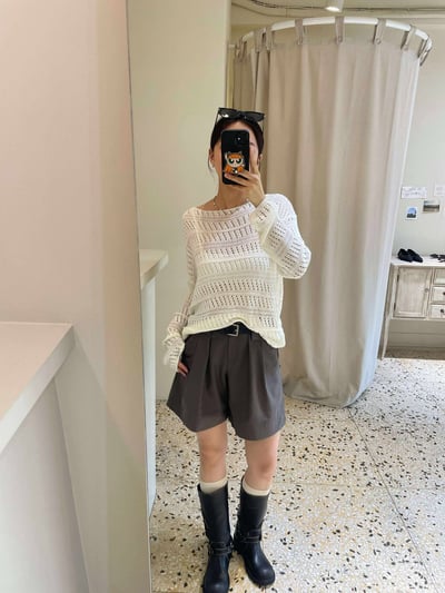 仿舊感釦環中筒靴5