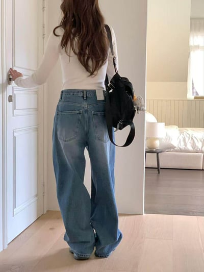 #406藍色車線丹寧褲11