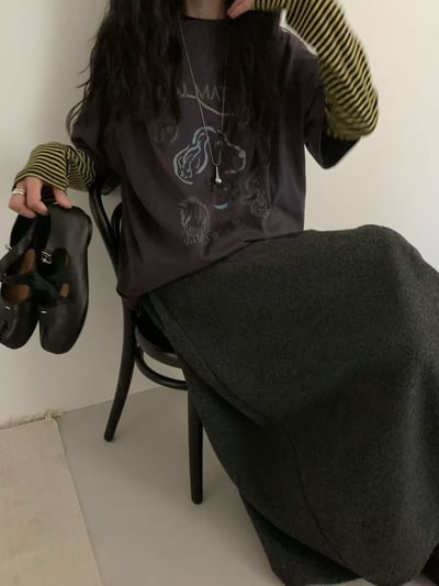 配色圓領條紋上衣 ( 4色 )19