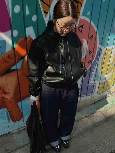 腰側扣環原色丹寧褲10