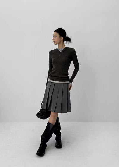 排釦連帽針織上衣 ( 3色 / 少量現貨 )19