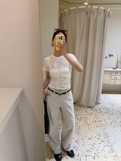 薄感長腿直筒褲 ( 灰白色 )5