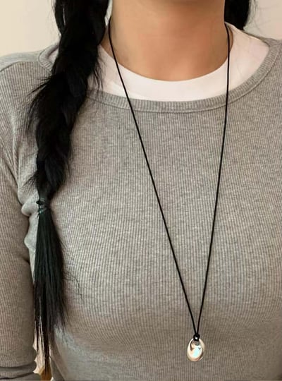 銀色墜飾黑繩長鍊 ( 少量現貨 )8