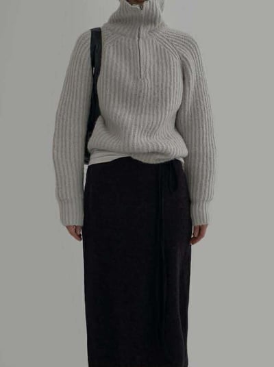 拉鍊半領織紋毛衣 ( 3色 )13