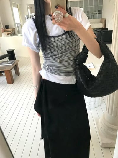 基礎薄款短TEE ( 白色/灰色 )8