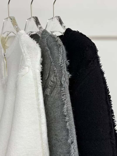 鬚鬚造型圓領針織杉 ( 3色 / 少量現貨 )18