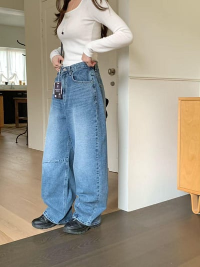 #406藍色車線丹寧褲9