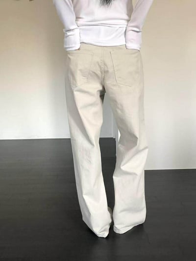 薄感長腿直筒褲 ( 米白色 )9