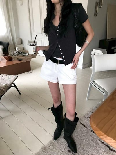 小花貝殼釦短袖衫 ( 3色 )8