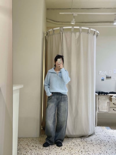 拉鍊半領織紋毛衣 ( 3色 )8