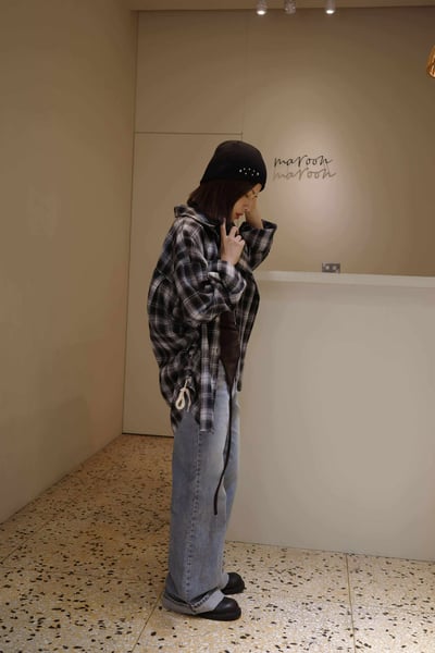 側綁帶格紋襯衫 ( 2色 / 少量現貨 )5