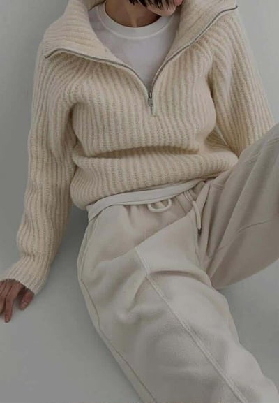 拉鍊半領織紋毛衣 ( 3色 )21