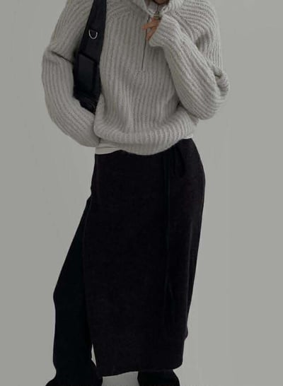 拉鍊半領織紋毛衣 ( 3色 )15