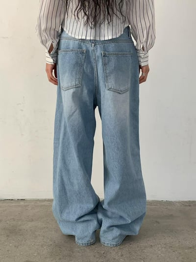 設計師不對稱口袋丹寧褲13