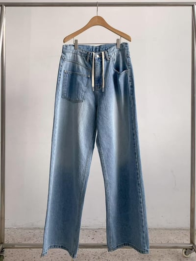 設計師不對稱口袋丹寧褲16