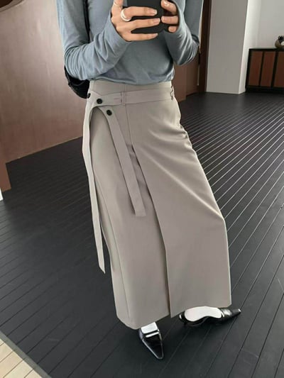 附帶交疊感直筒西裝裙 ( 2色 )7