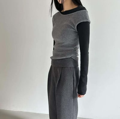 側抓皺不對稱上衣 ( 3色 )10