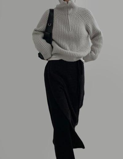 拉鍊半領織紋毛衣 ( 3色 )14