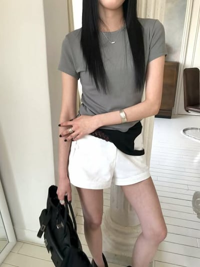 基礎薄款短TEE ( 白色/灰色 )7