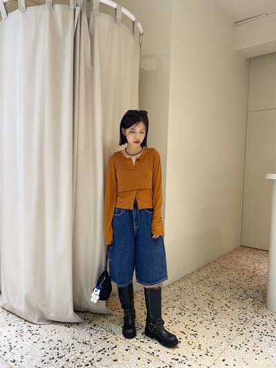 仿舊感釦環中筒靴8