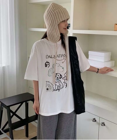 手繪感可愛小狗TEE ( 白色 )8