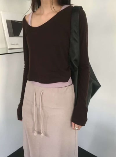 斜挖領薄長袖 ( 4色 )7