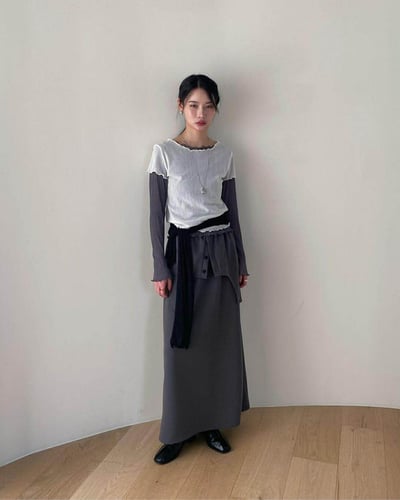 假兩件層次造型棉裙 ( 2色 )11
