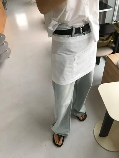 夏日薄料刷痕感落地褲  ( 淺藍 )10