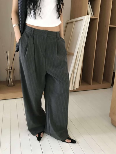 條紋雙摺西裝褲 ( 2色 / 少量現貨 )2