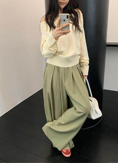 後鬆緊前打摺西褲 ( 3色 )1