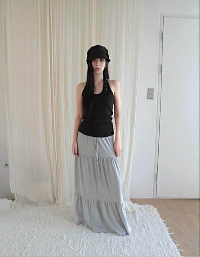 彈性直紋繞頸背心 ( 黑色/酒紅色 )20