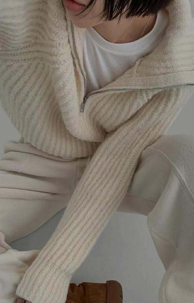 拉鍊半領織紋毛衣 ( 3色 )23
