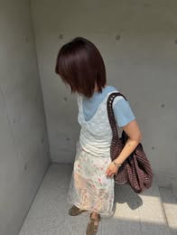 小花V領背心 (黑/白)6