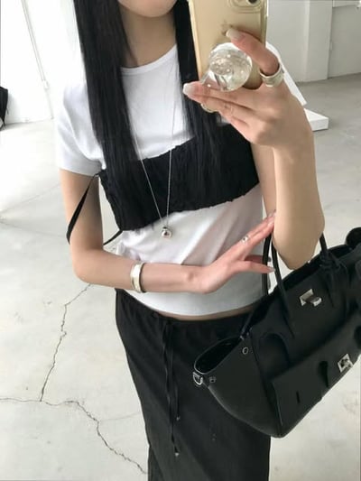 基礎薄款短TEE ( 白色/灰色 )9