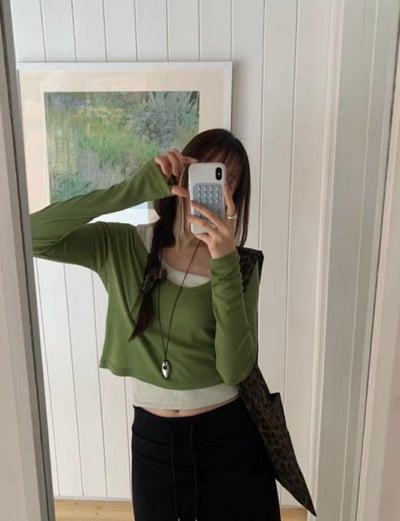 斜挖領薄長袖 ( 4色 )16