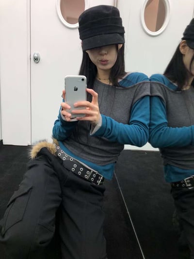 側抓皺不對稱上衣 ( 3色 )11