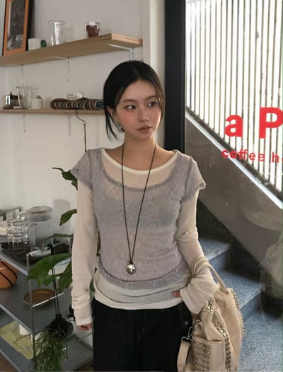 細緻蕾絲兩件式上衣 ( 3色 )3