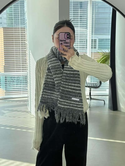 流蘇條紋配色圍巾 ( 5色 / 少量現貨 )8